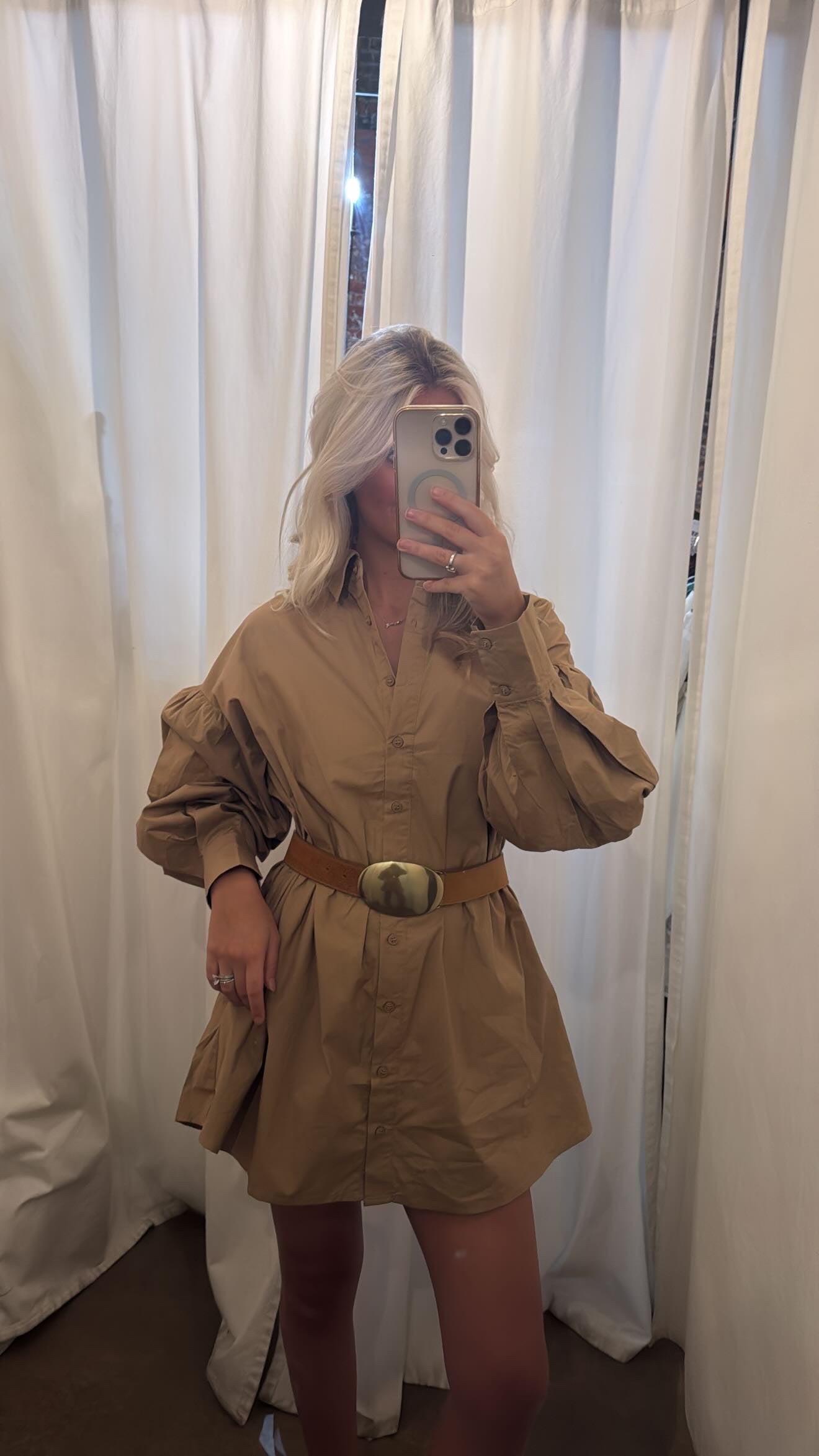 Taupe Flow Bell Sleeve Dress