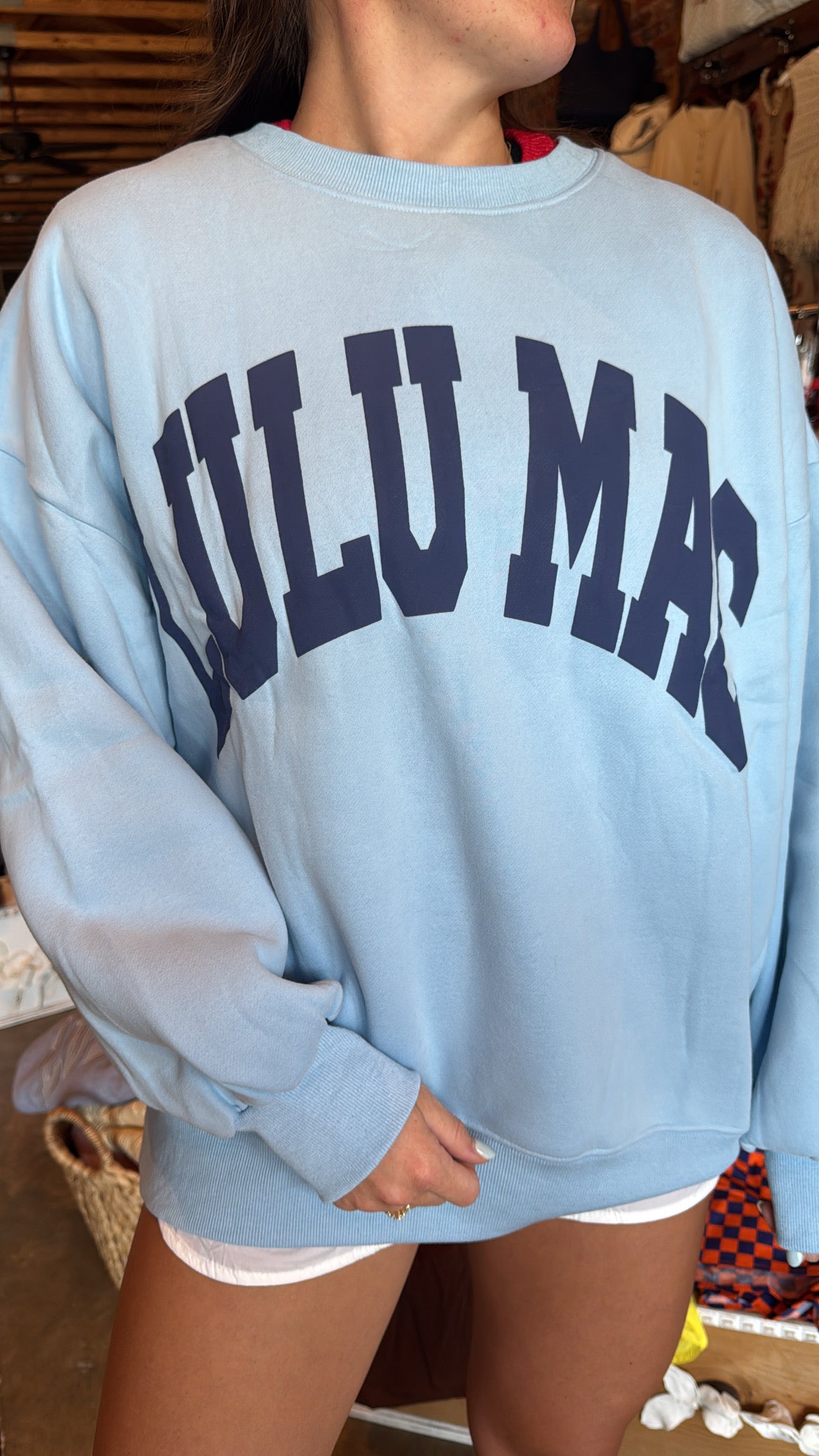 LULU MAC Light Blue and Navy Sweatshirt