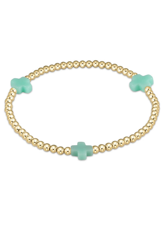 Egirl Signature 3mm Cross Bracelet Gold Mint
