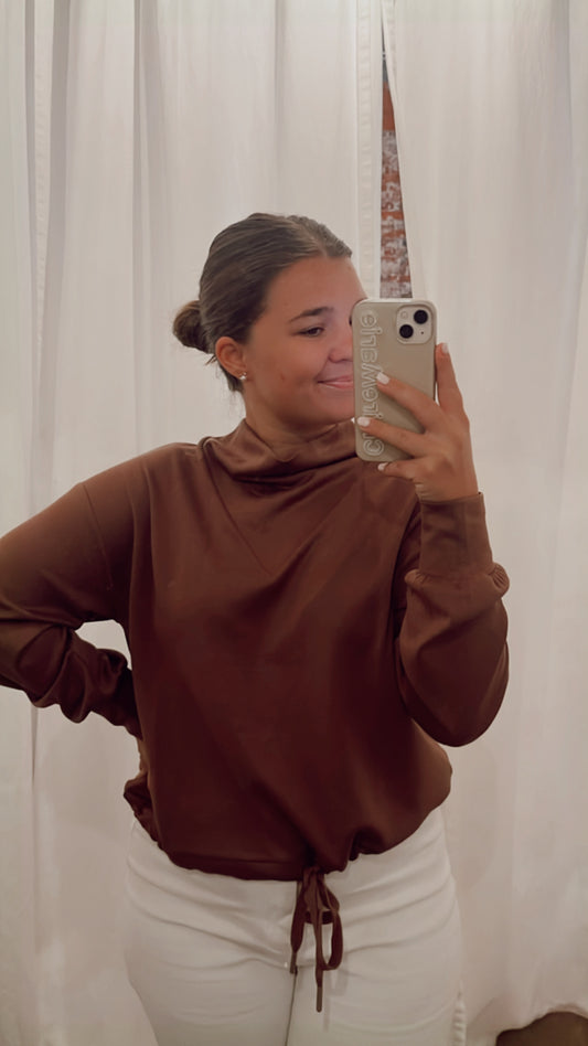 Brown Mock Neck Pullover