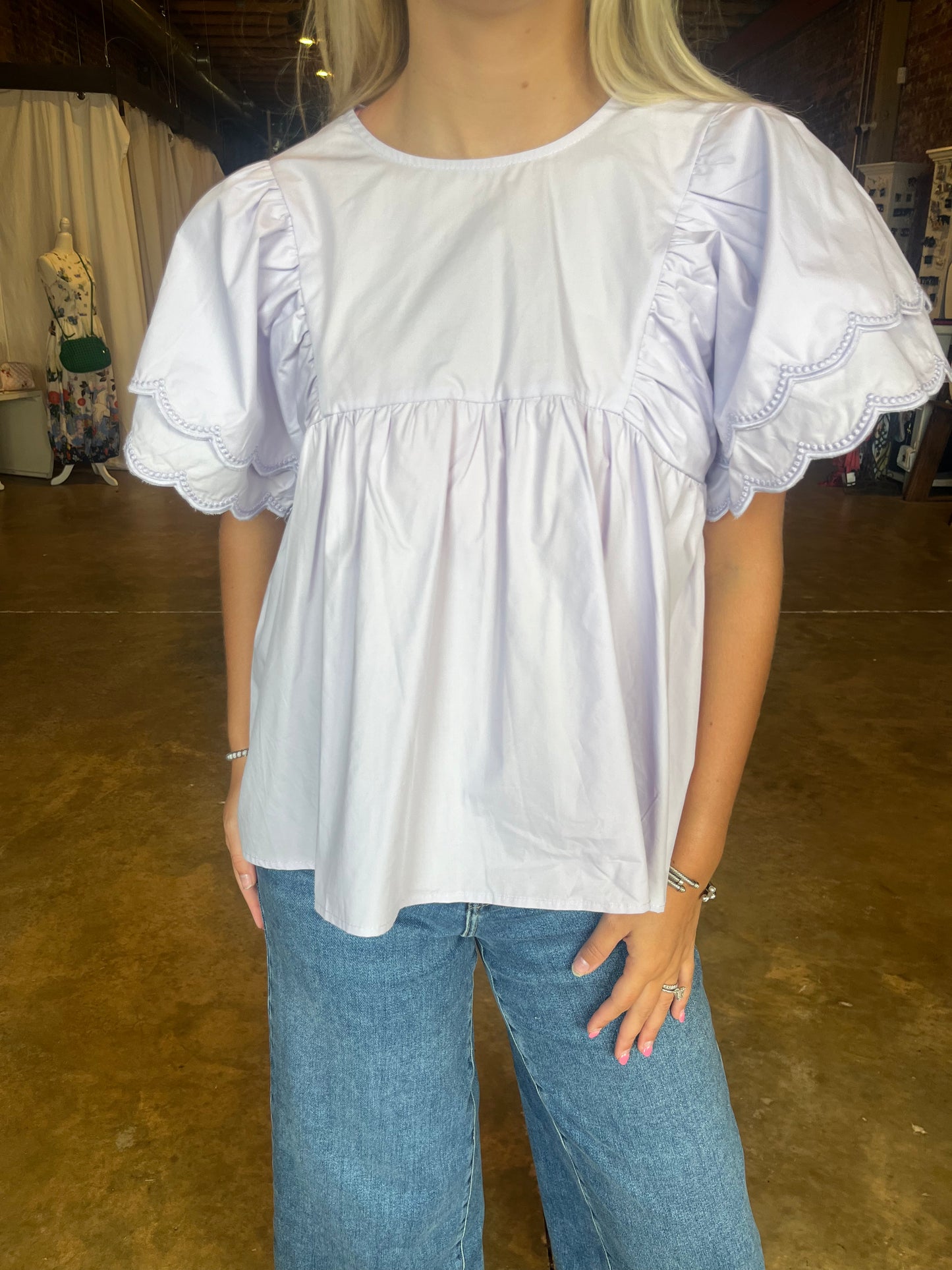 Hali Lavender Eyelet Blouse