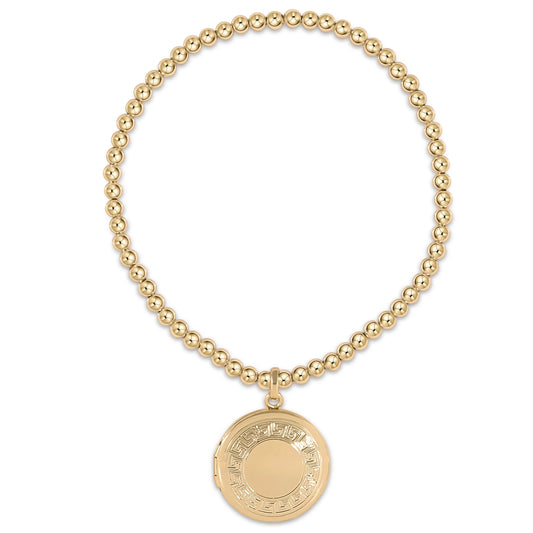 classic gold 3mm bead bracelet - cherish small gold locket