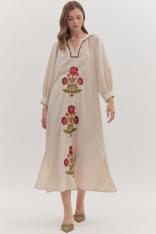 Ecru Block Flower Dress