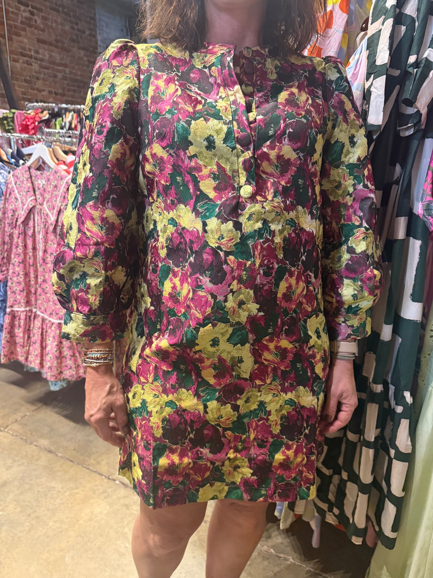 Purple and Green Floral Dress