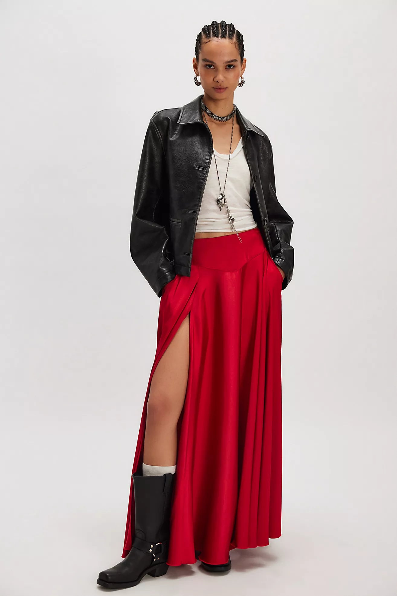 Red Satin Skirt