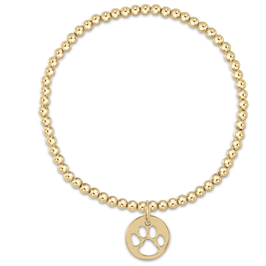 egirl gold 3mm bead bracelet - paw print gold disc