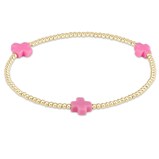 egirl signature cross gold pattern 2mm bead bracelet