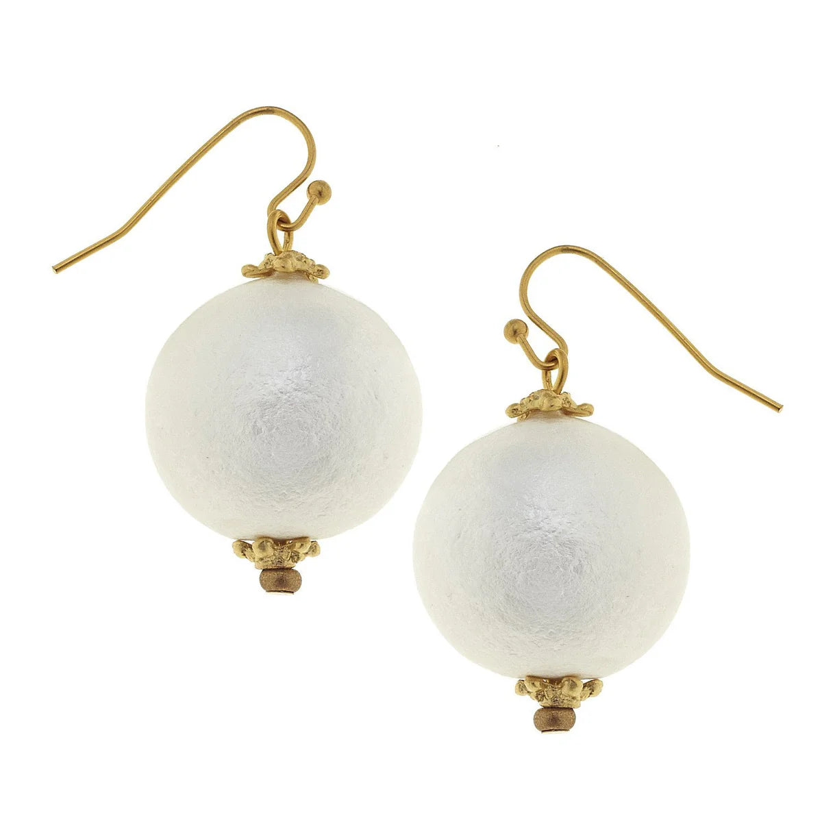 Susan Shaw White Cotton Pearl Earrings