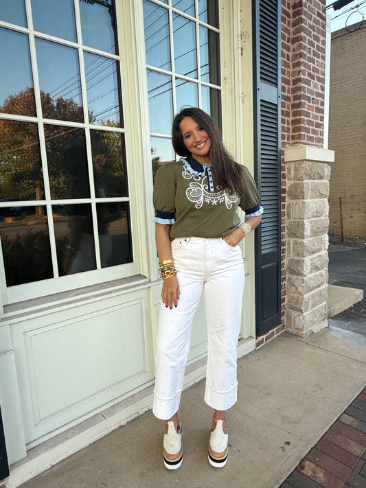 Hayes Blue And Green Collared Sweater