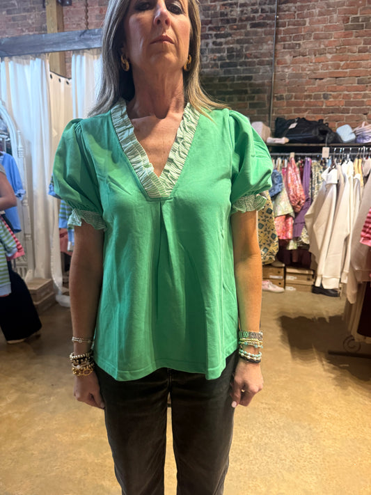 Green Ruffle Top