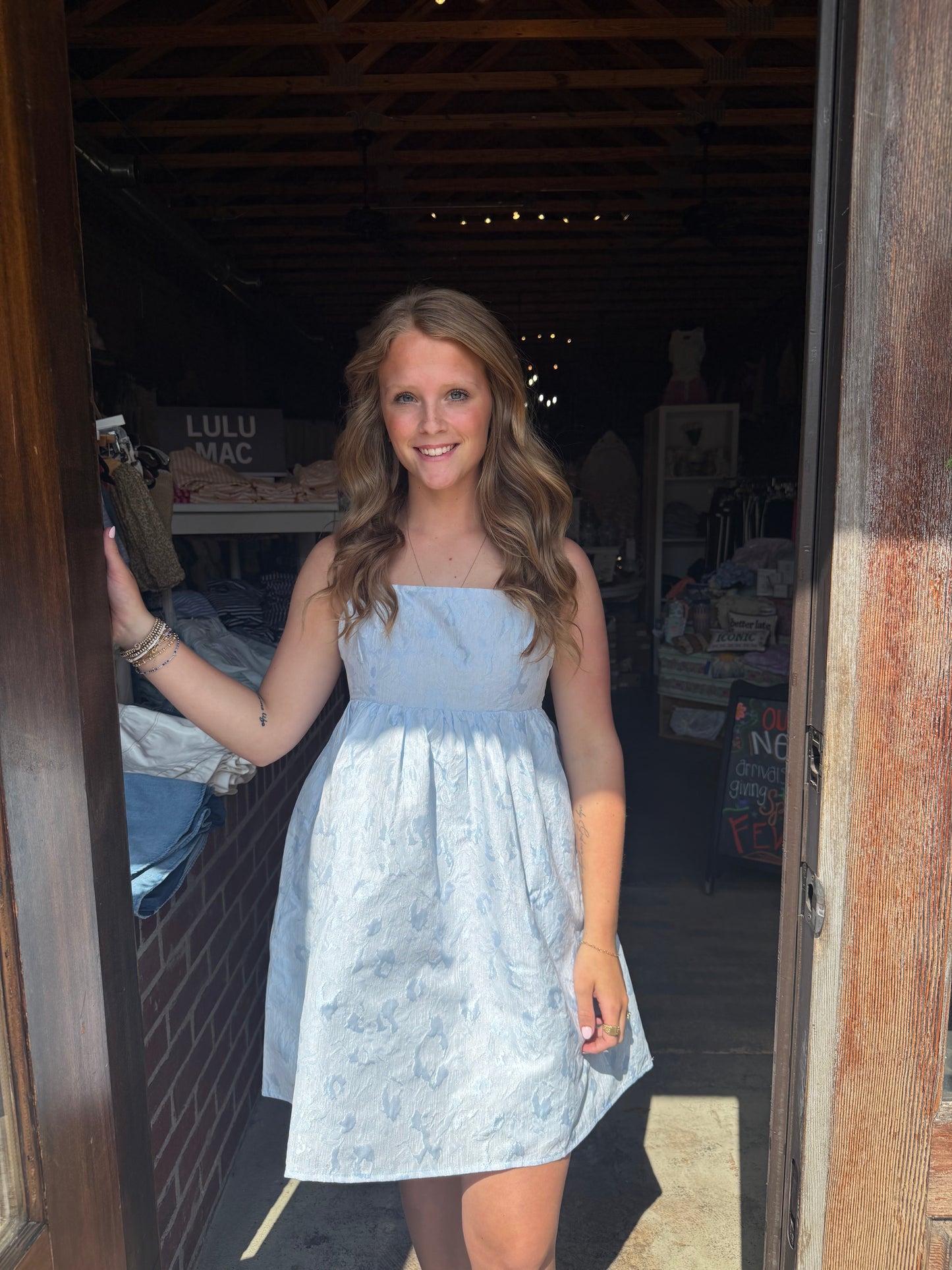 Light Blue Strap Mini Dress