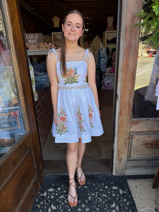 White Embroidery Mini Dress