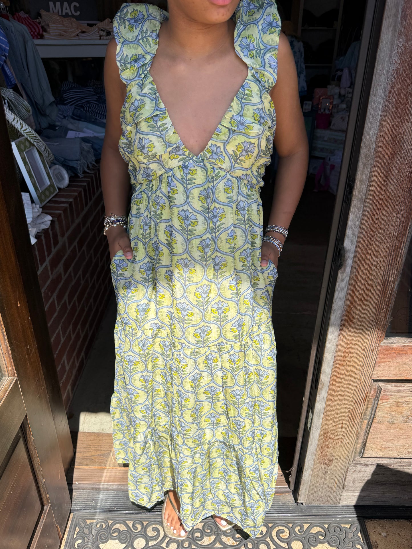 Floral Green & Blue Maxi