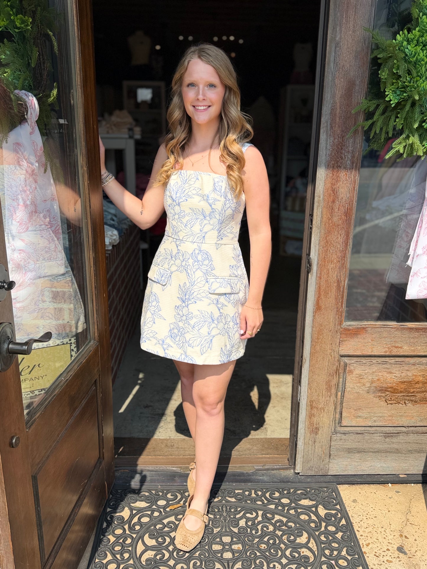 Blue Floral Mini Dress