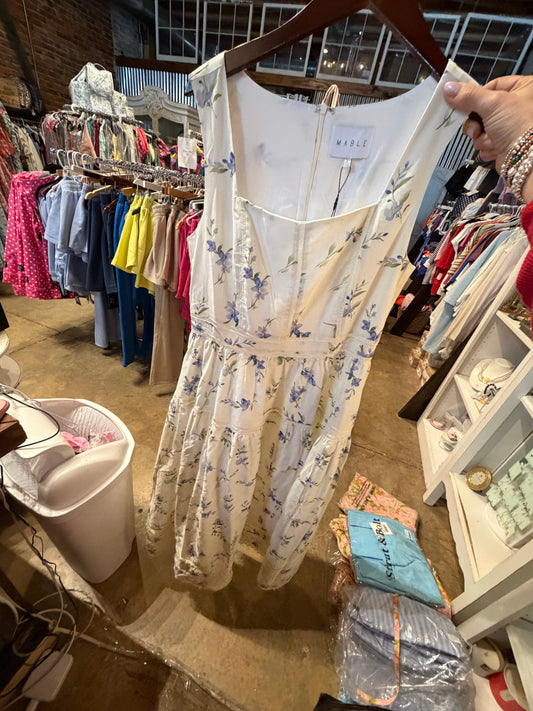 Cream Floral Maxi Dress