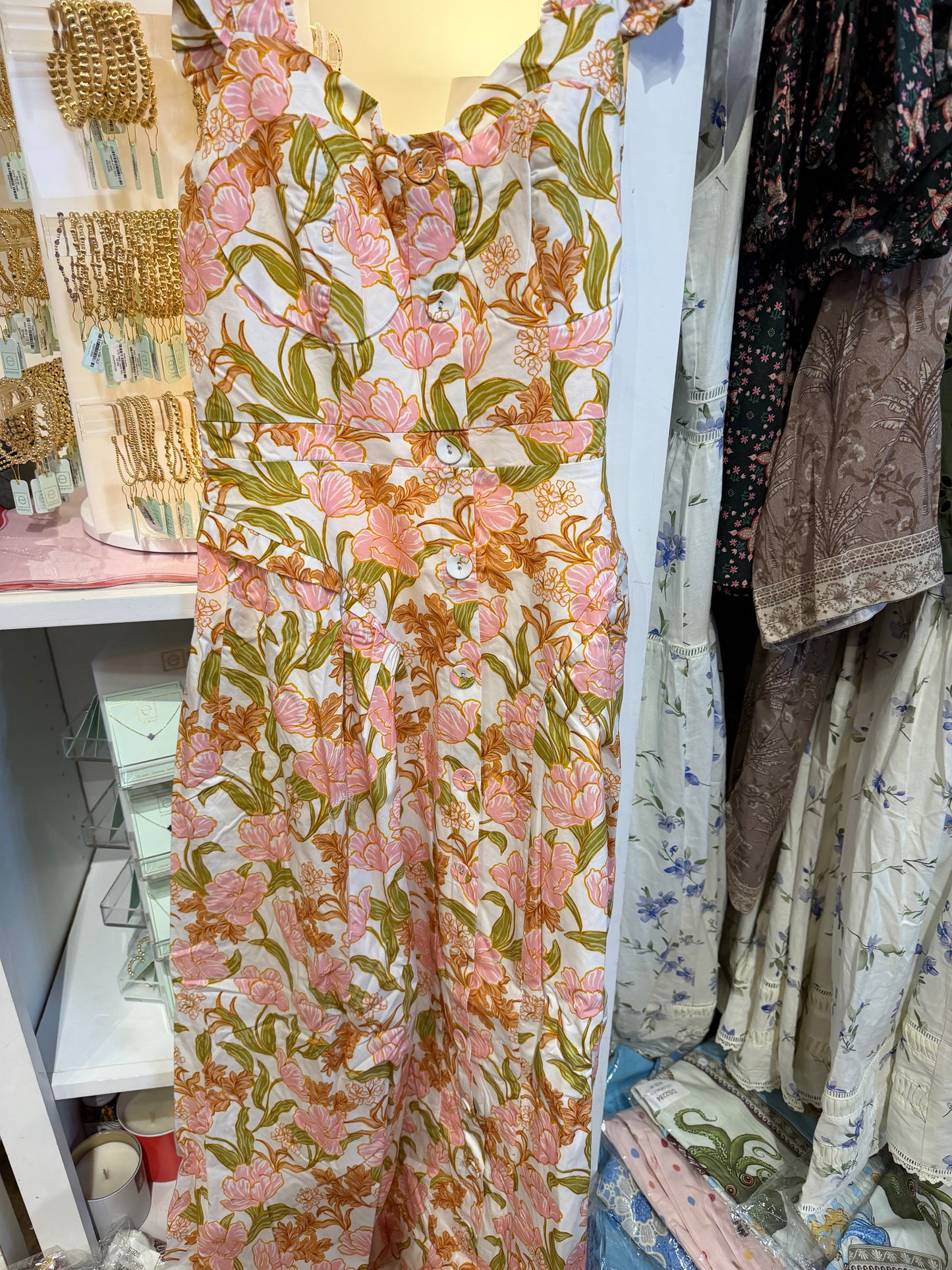 Floral Print Ruffled Midi Dress