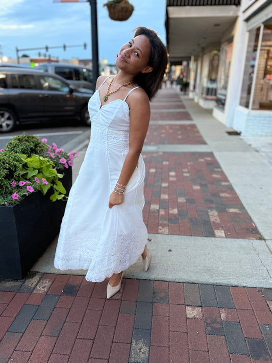 White Eyelet Maxi Dress