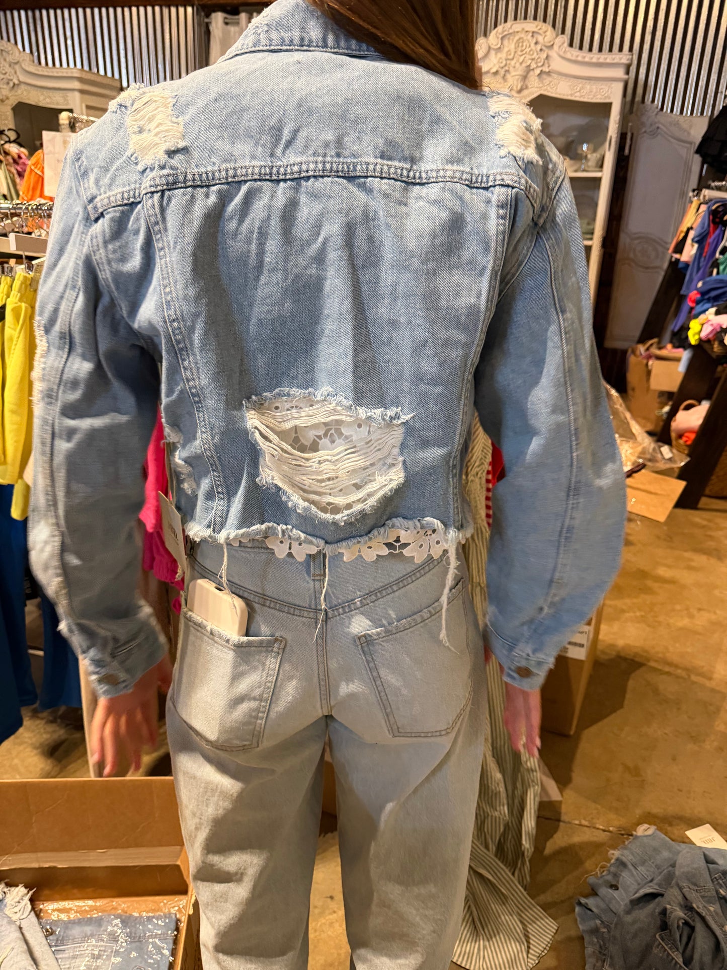 Frayed Blue Jean Jacket