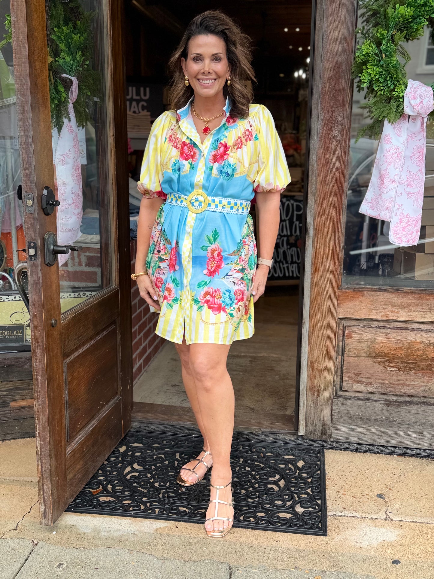Yellow & Blue Mini Dress