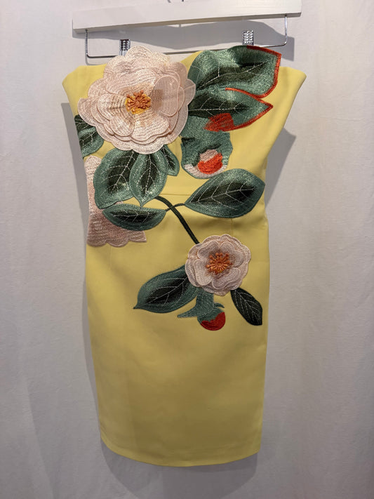 Yellow flowered Mini Dress
