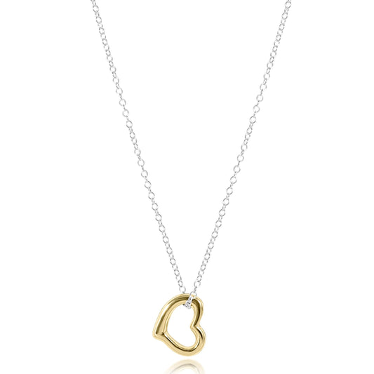 16" necklace mixed metal - love gold charm