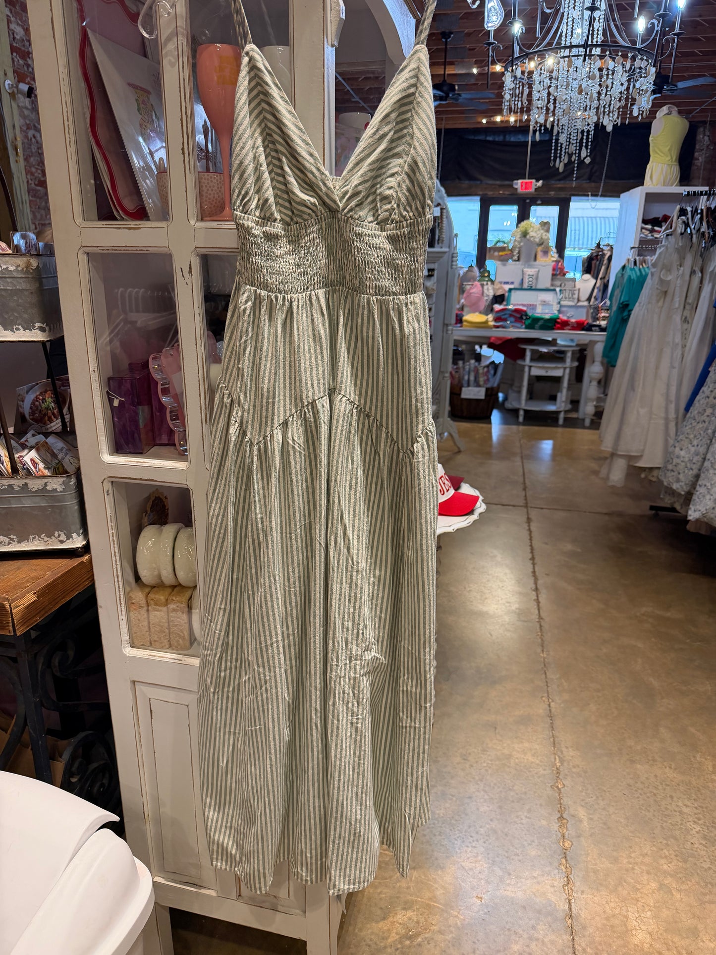 Green and Cream Maxi Dress