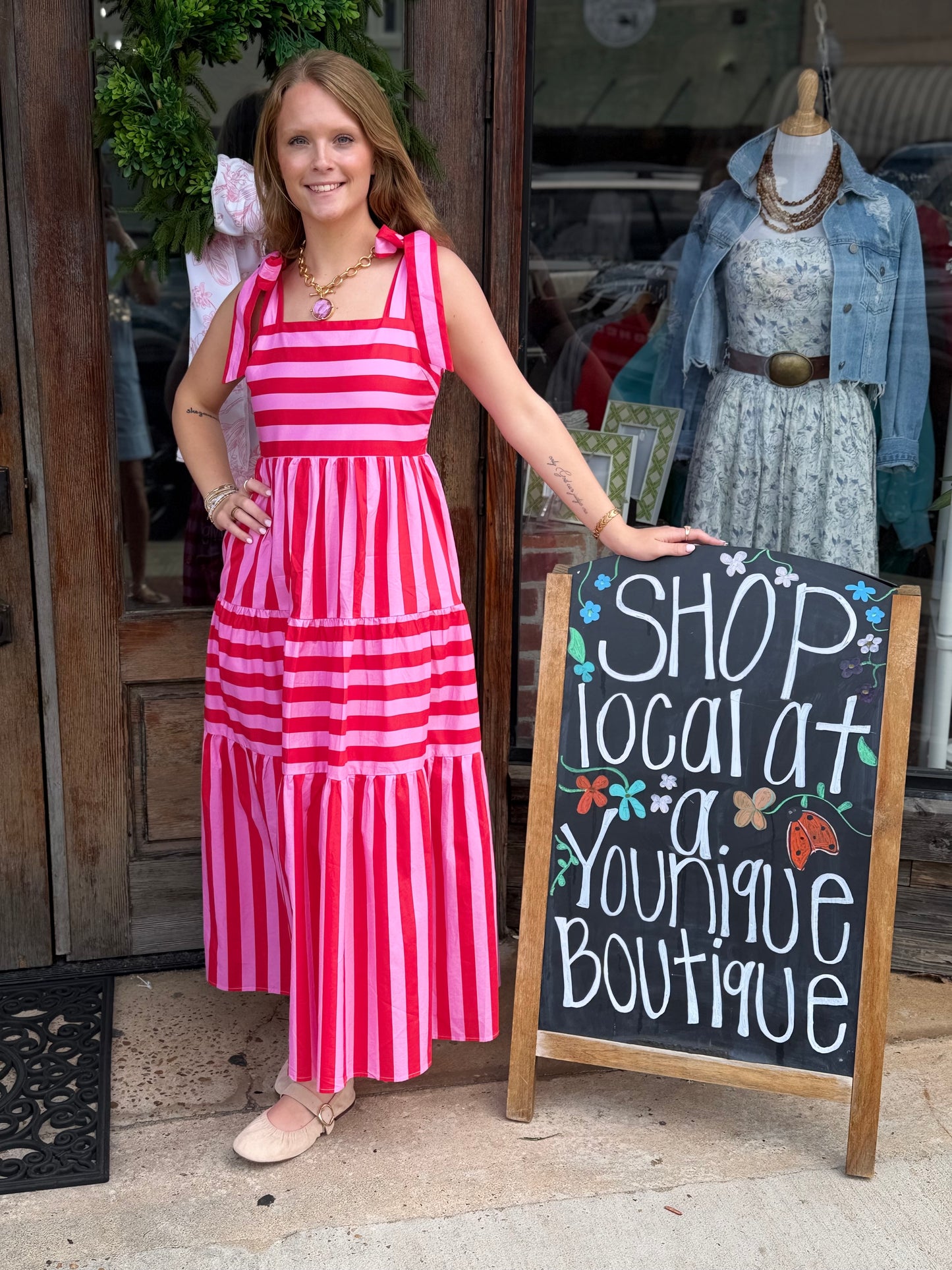 Pink and Red Stripe Sundress