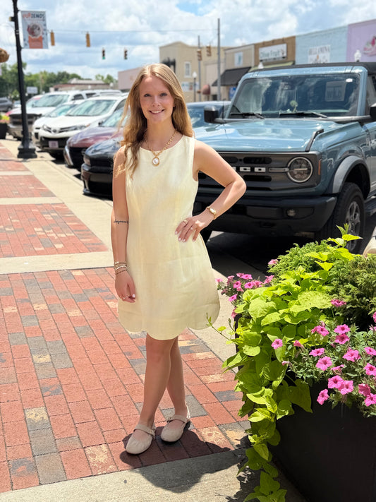Yellow Scallop Mini Dress