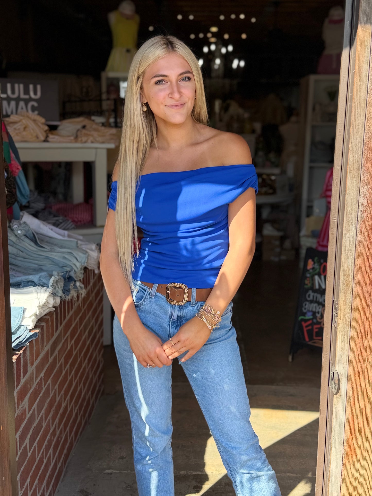 Blue of The Shoulder Top