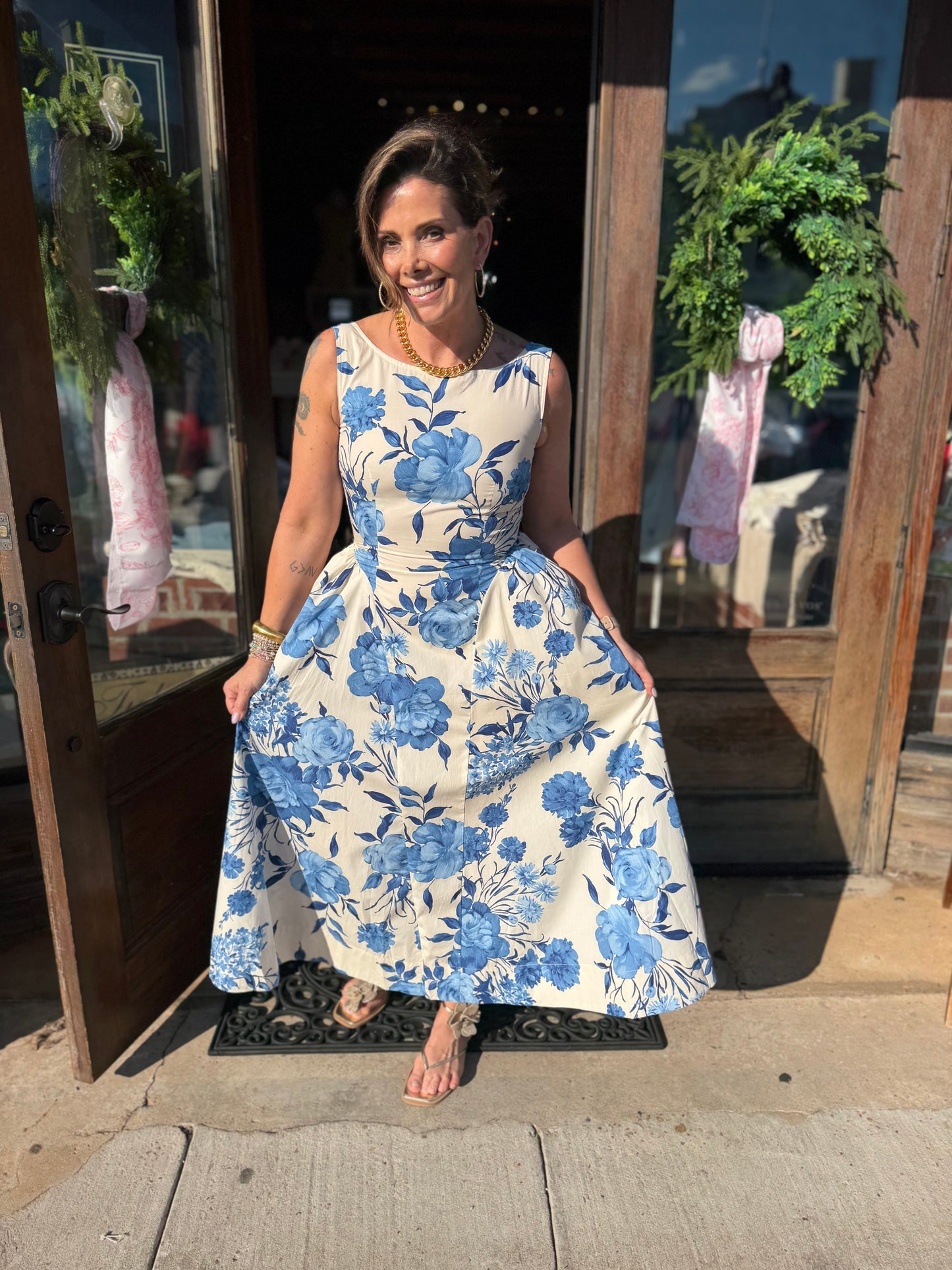 Blue Floral Maxi Dress