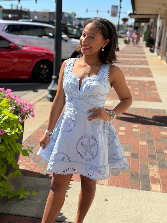 Starfish Eyelet Lace Mini Dress