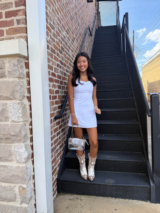Halter Neck Mini White Dress