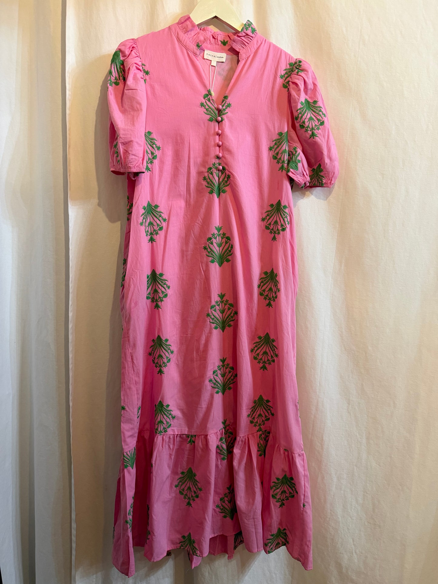 Pink with Green Embroider