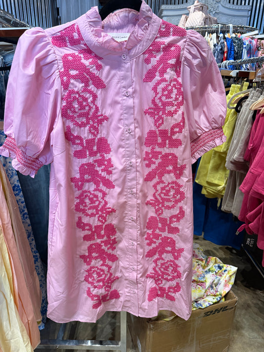 Pink Embroidered Maxi Dress
