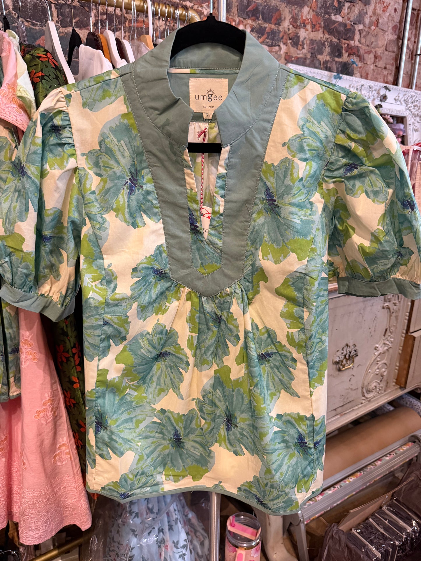 Green Floral Blouse