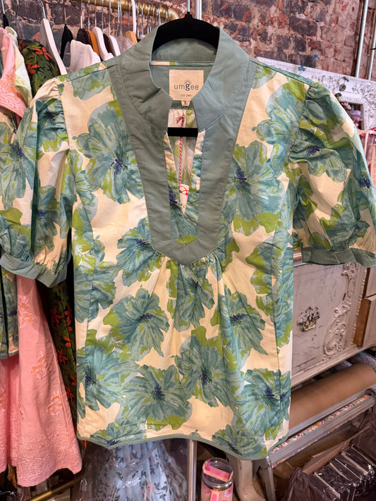 Green Floral Blouse