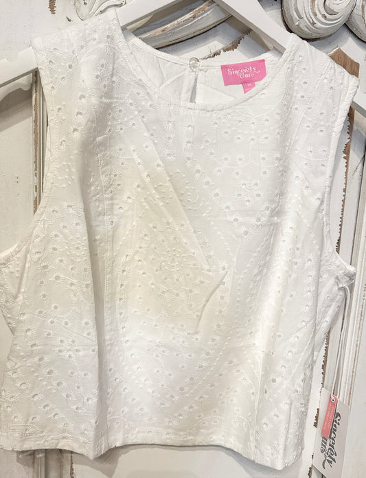 white eyelet tank top