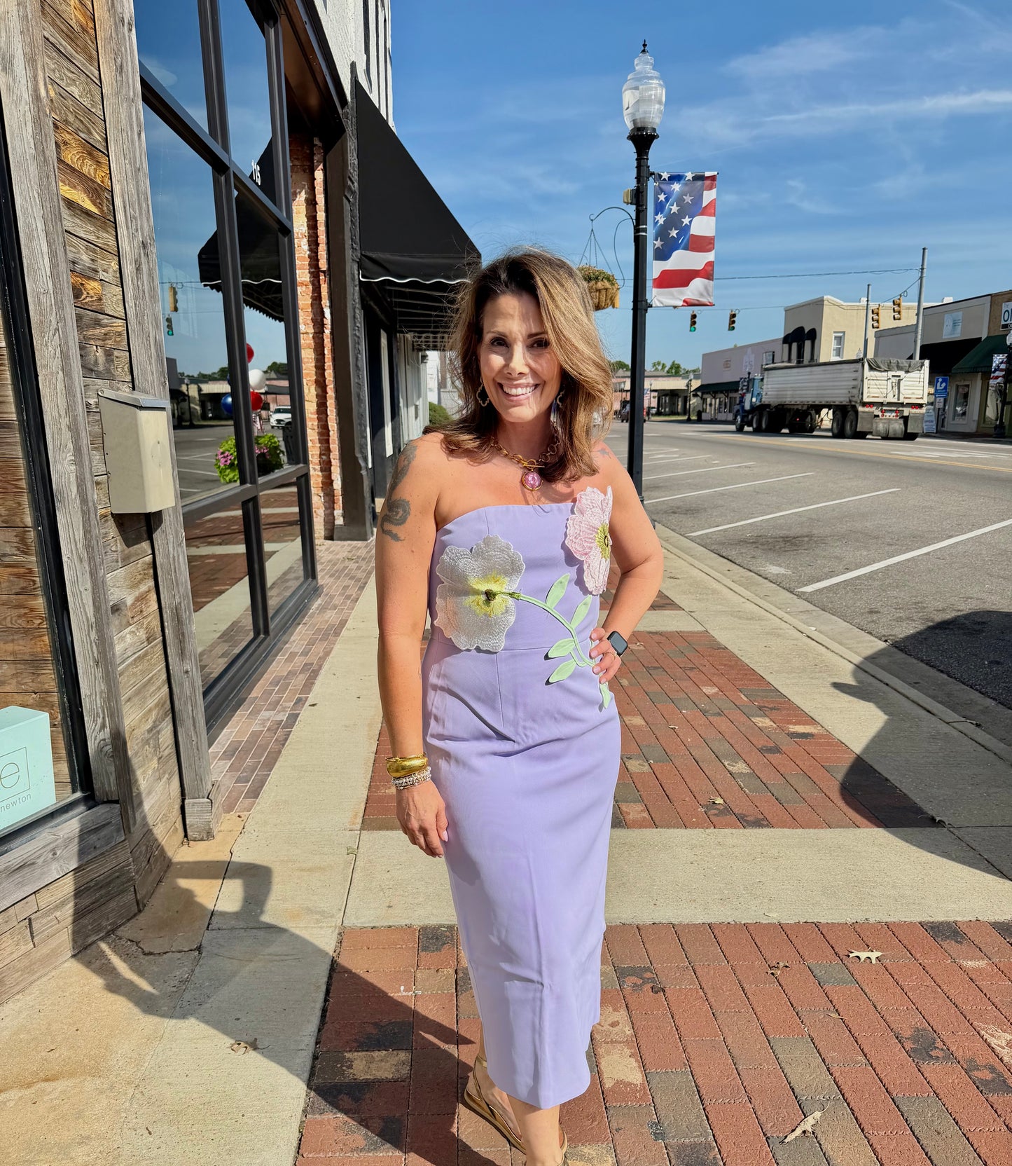 3D Floral Strapless Dress