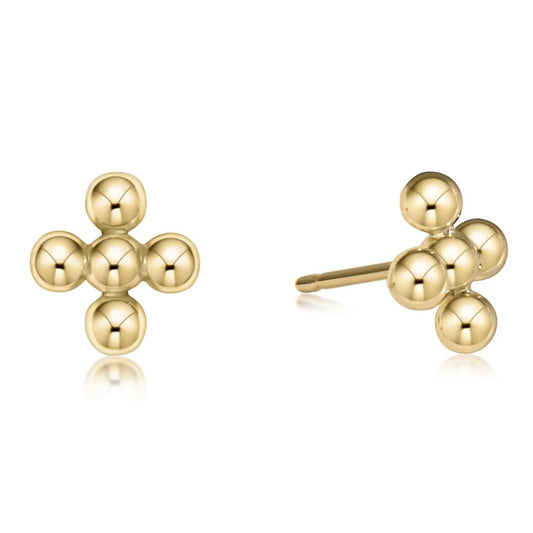 Classic Beaded Signature Cross Stud- 4mm Bead Gold