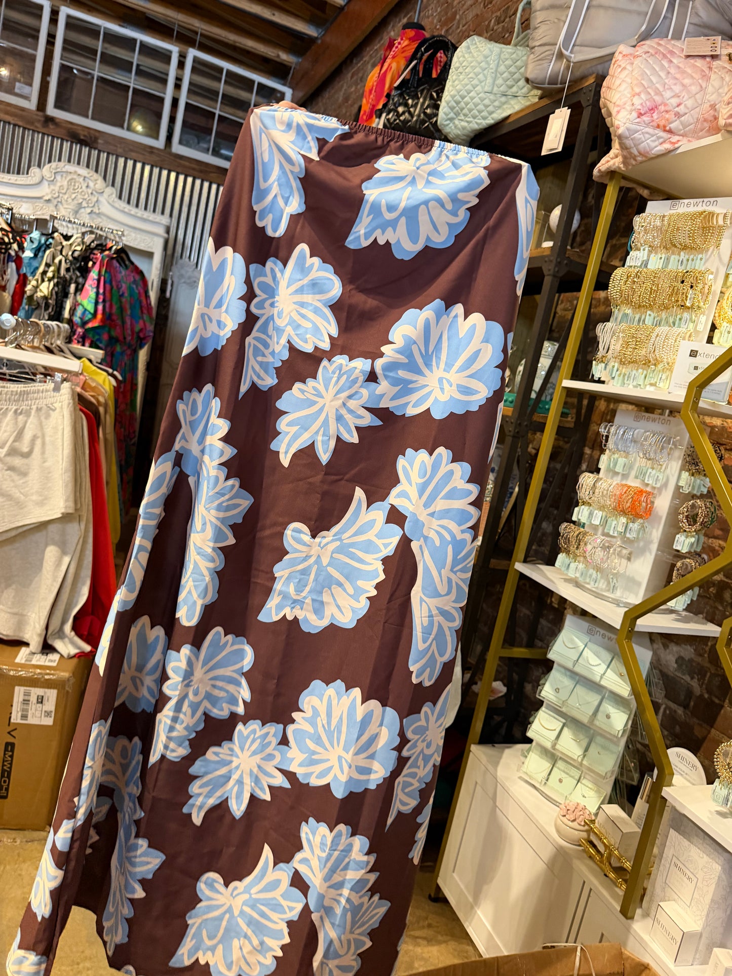 Strapless Floral Print Maxi Dress