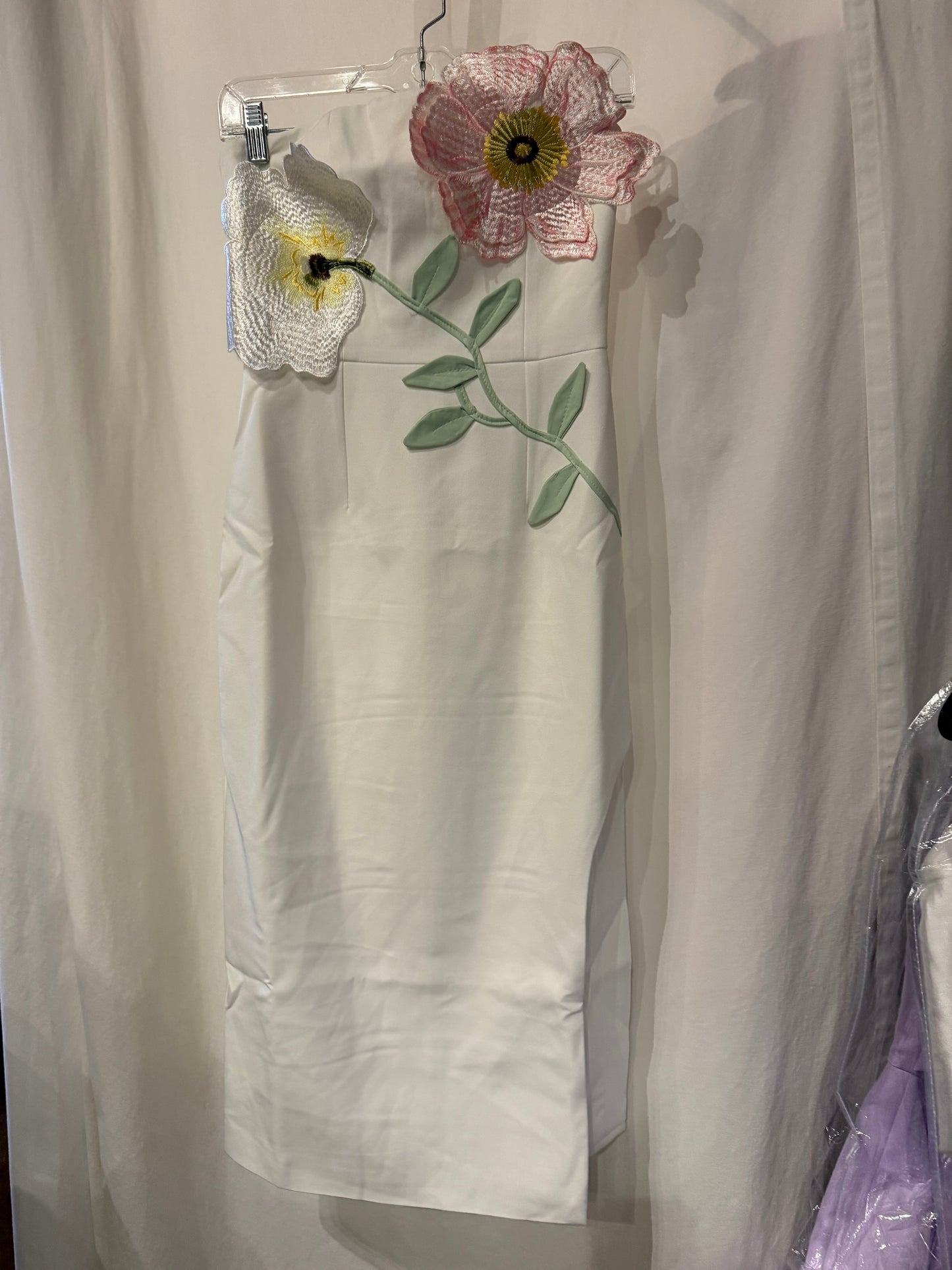 3D Floral Strapless Dress