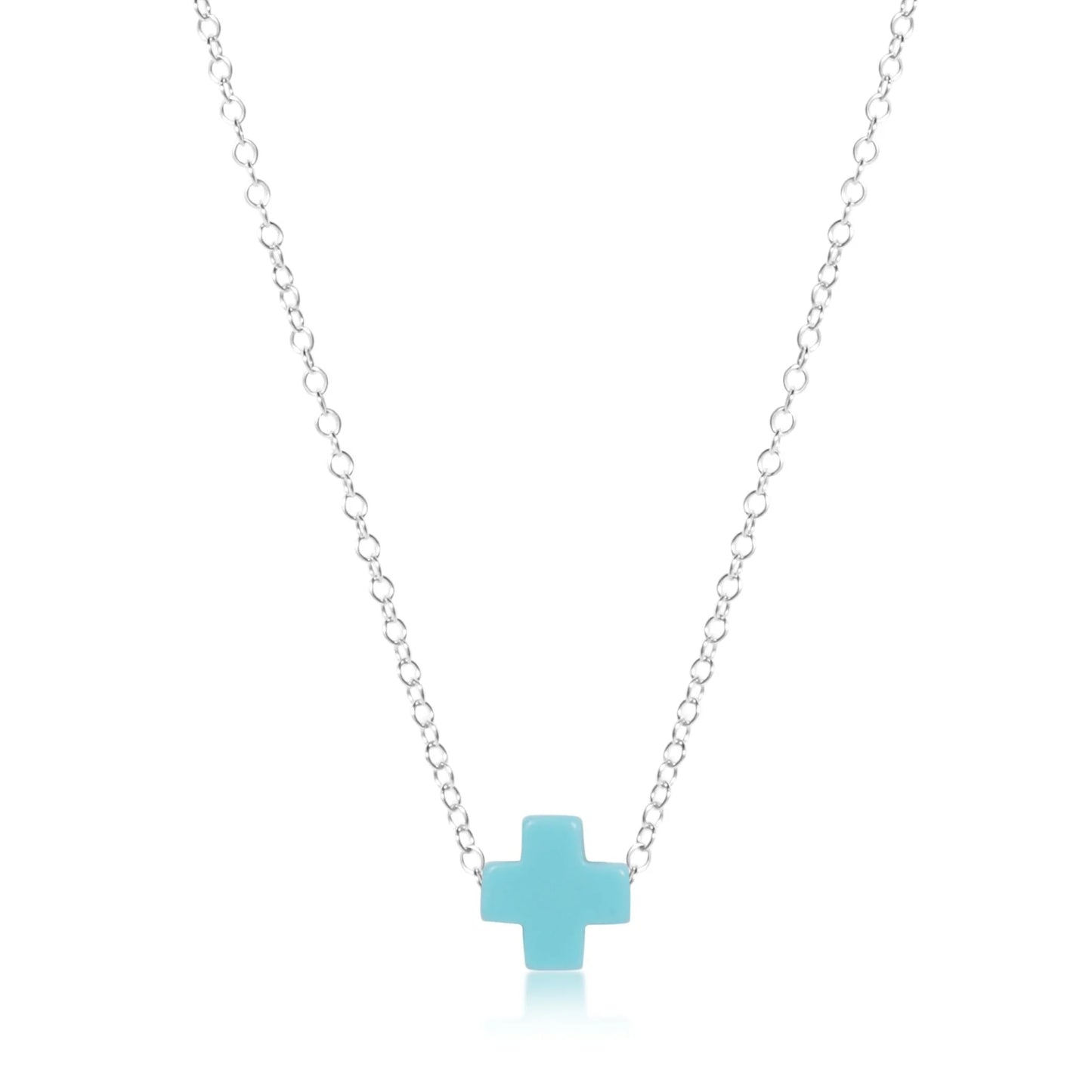 16" Necklace Sterling - Signature Cross Turquolse