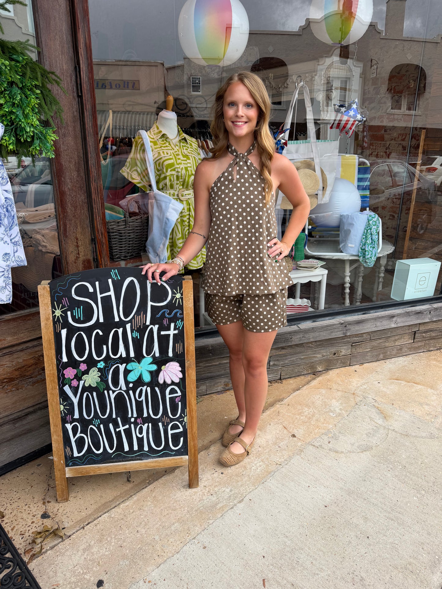 Polky Dot Halter Neck Top and Shorts Set