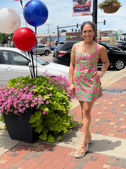 Green Fuchsia Mini Dress