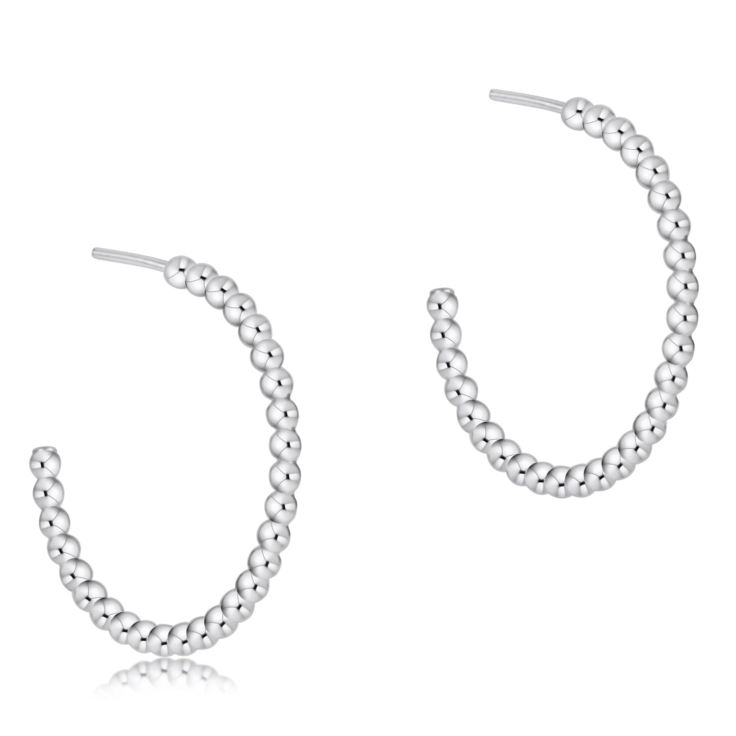 Beaded Classic 1" Post Hoop - 3mm Sterling