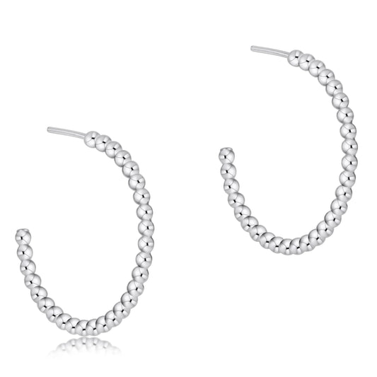 Beaded Classic 1" Post Hoop - 3mm Sterling