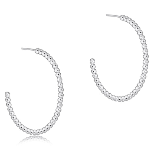 beaded classic 1.25" post hoop - 2mm sterling