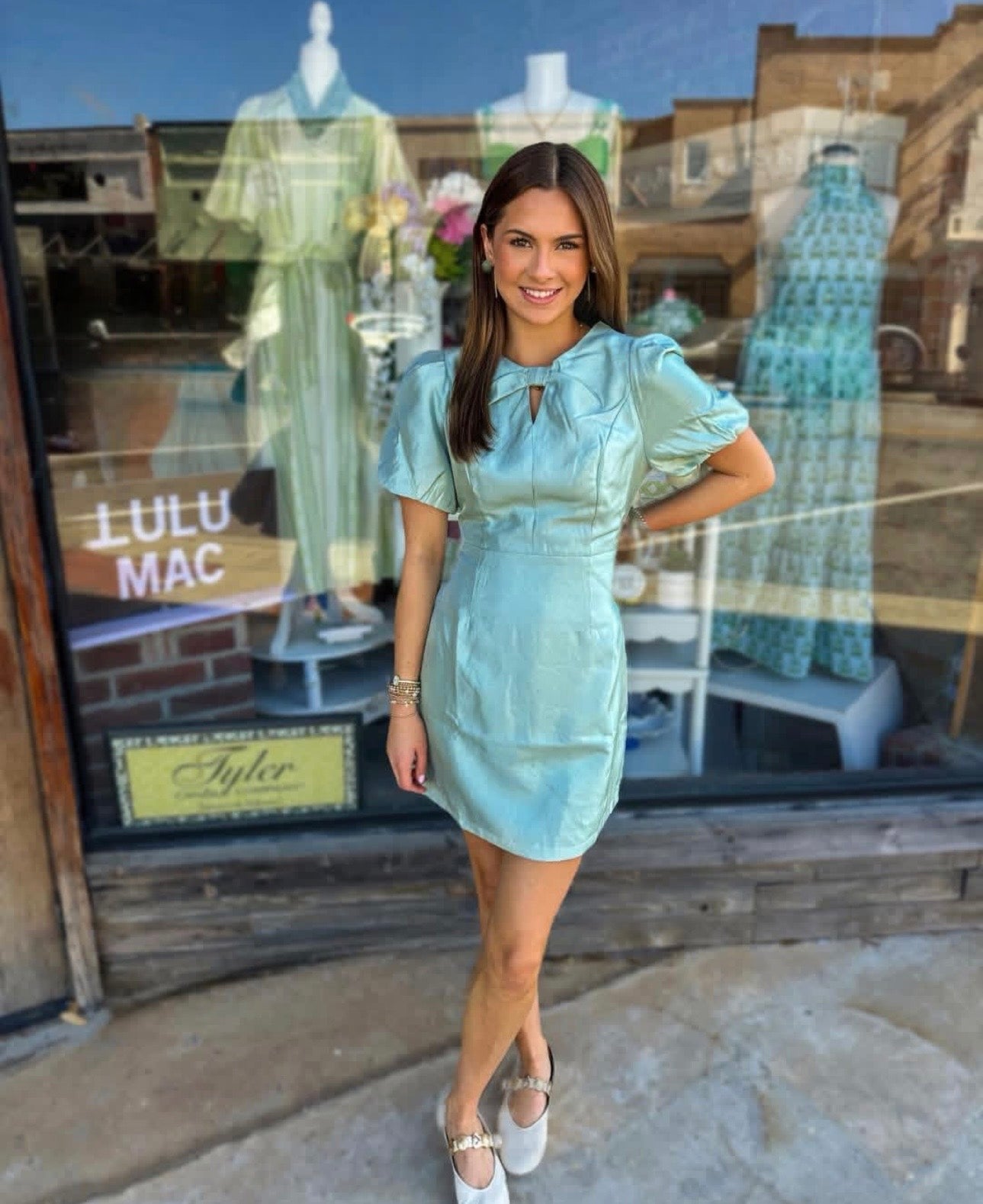 Mint mini knot dress