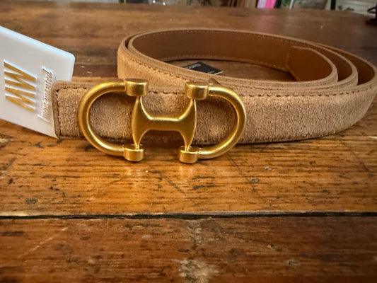 Stitched Clean Leather Belt with Equestrian Buckle