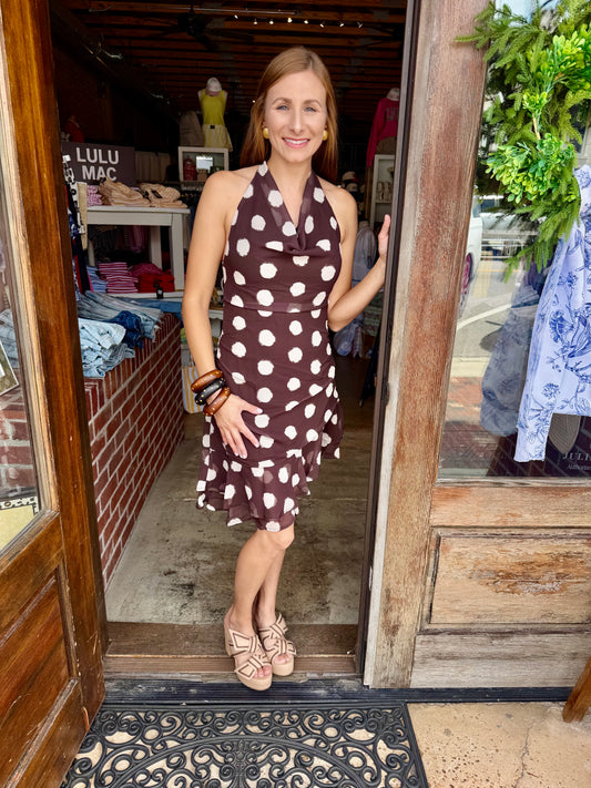 Polka Dots Halter Neck Mini Dress